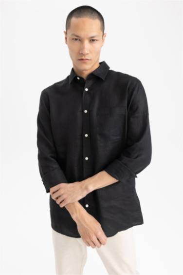 поло жаға мақта Ұзын жеңді көйлек