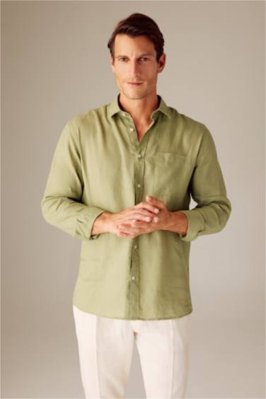 Рубашка стандартного кроя с длинным рукавом из льна