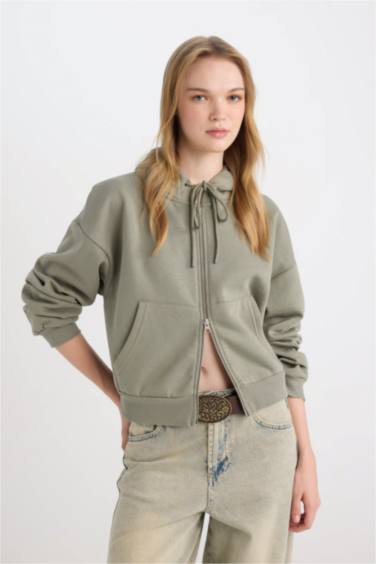 Sweat à Capuche basique et zippé à coupe standard