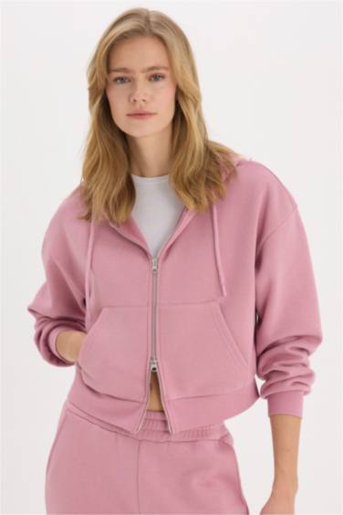 سويتر سادة بيزك تقيل قصة عادية بسحاب وجيب