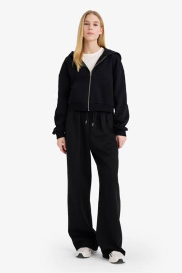 Crop Thick Sweatshirt Fabric Cardigan