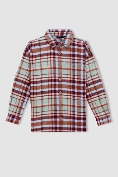 Oversize Fit Flannel Long Sleeve Shirt