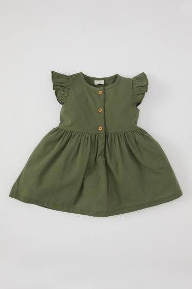 Robe basique à manches courtes en lin pour Bébé Fille