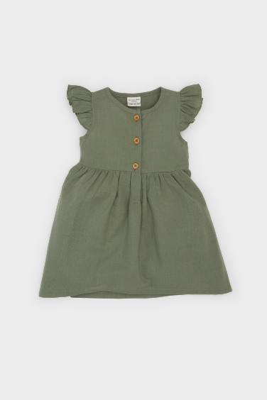 Baby Girl Sleeveless Linen Look Dress