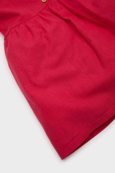 Детское платье с короткими рукавами из поплина с фламмированием