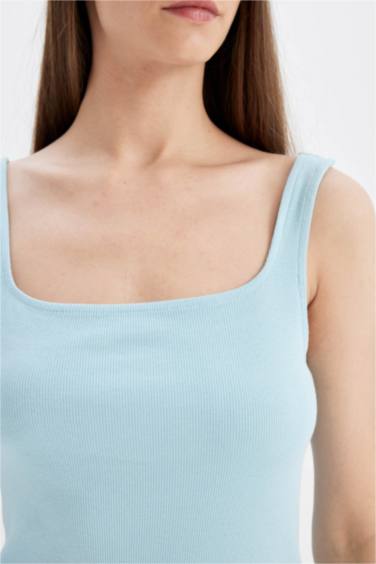 Bodycon Square Collar Camisole Strappy Midi Dress