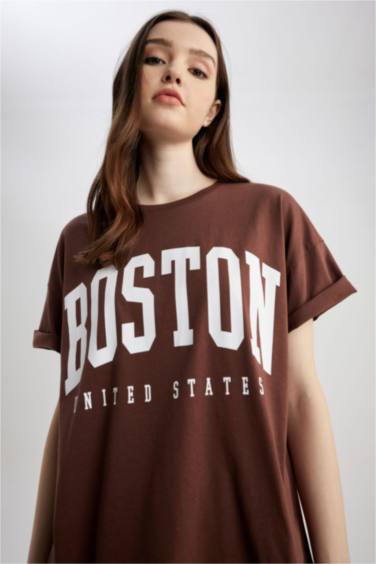 Oversize Fit Crew Neck Printed Short Sleeve T-Shirt