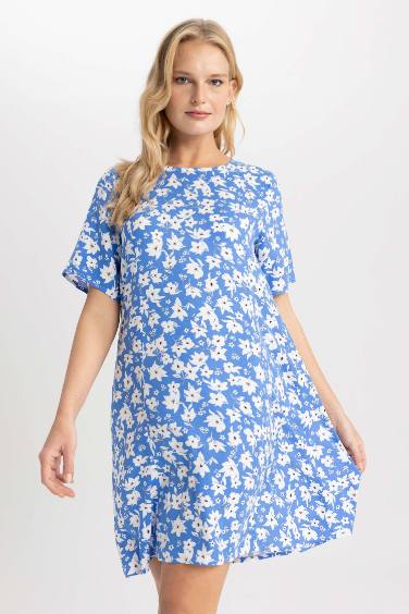 Traditional Crew Neck Mini Short Sleeve Dress