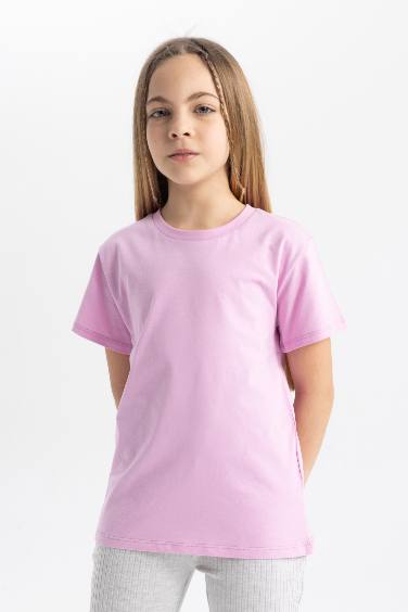 T-Shirt à Manches Courtes Basique pour Fille