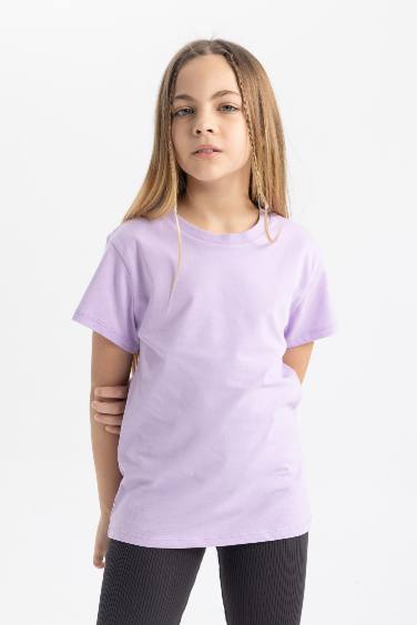 T-Shirt à Manches Courtes Basique pour Fille