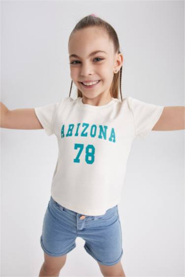 Girl Slim Fit Rib Short Sleeve T-Shirt