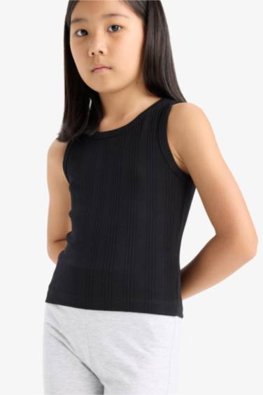 Girl Crew Neck Basic Crop Top