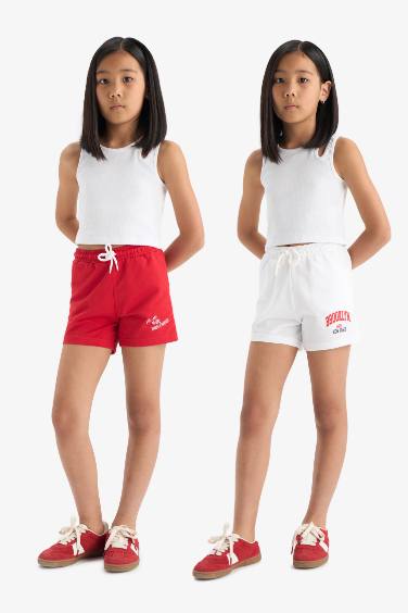 Girl Elastic Waist Printed 2 Piece Shorts