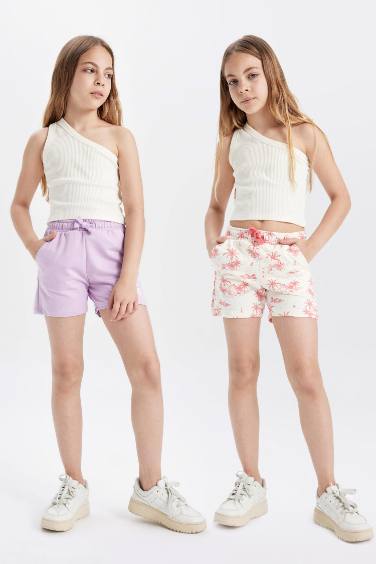 Girl Sweatshirt Fabric 2 Piece Shorts