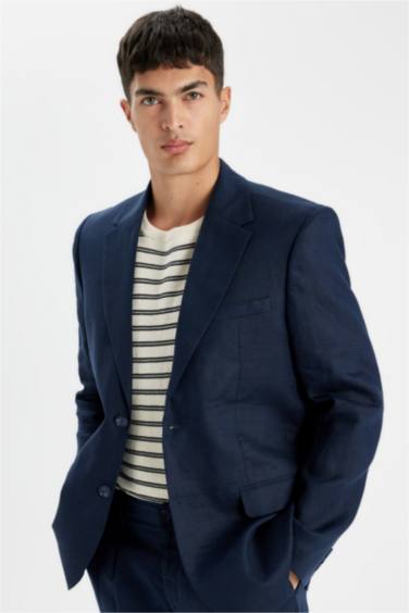 Regular Fit Half Lining Linen Blazer Jacket