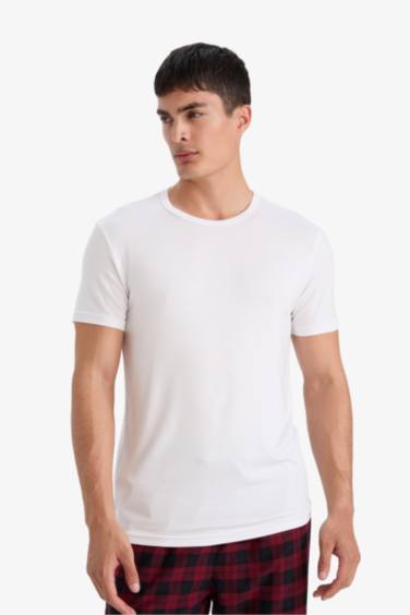 Premium Slim Fit Dar Kesim Bisiklet Yaka Modal Üst