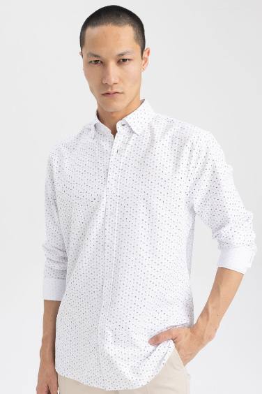 Chemise à Manches Longues imprimée à Coupe Moderne