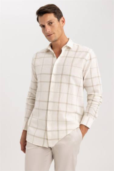 Рубашка приталенного кроя в клетку