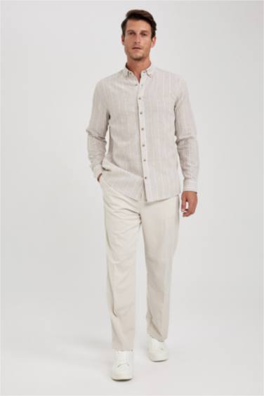 Рубашка приталенного кроя в полоску