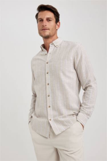 Рубашка приталенного кроя в полоску