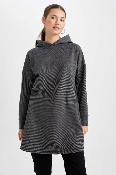 Regular Fit Sweatshirt Fabric Long Sleeve Tunic