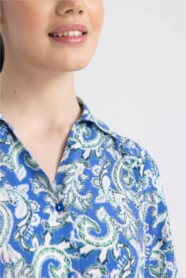 Traditional Shirt Collar Midi Short Sleeve Dress