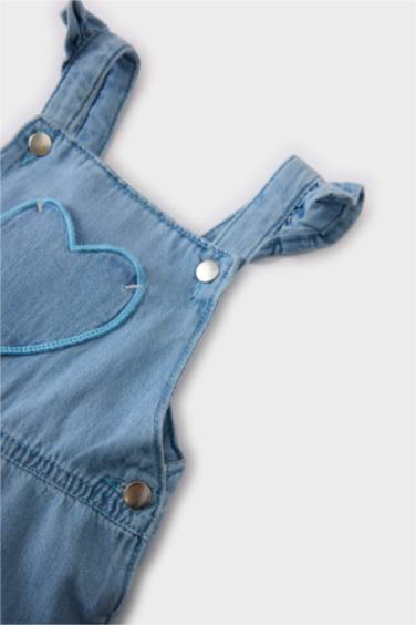Baby Girl Heart Printed Denim Jumpsuit