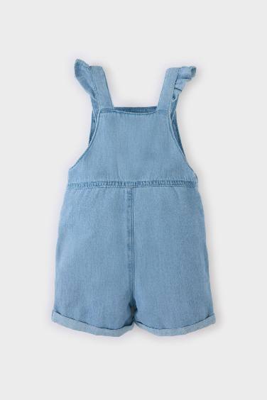 Baby Girl Heart Printed Denim Jumpsuit