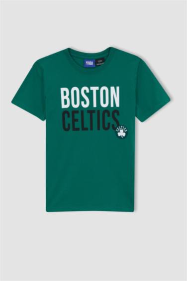 Boys Defacto Fit NBA Boston Celtics Regular Fit Crew Neck Short Sleeved T-Shirt