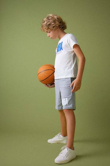 Boys Defacto Fit Regular Fit NBA Licensed Sweatshirt Fabric Shorts