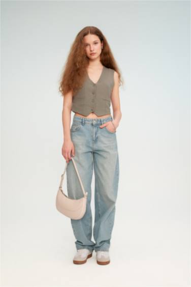 Regular Fit Linen Blend Blazer Vest