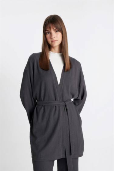 Relax Fit Shawl Collar Wrap Kimono