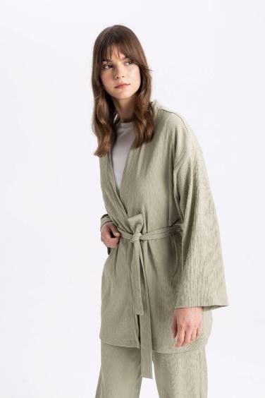 Relax Fit Shawl Collar Wrap Kimono