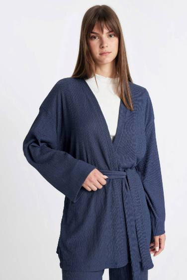 Relax Fit Shawl Collar Wrap Kimono