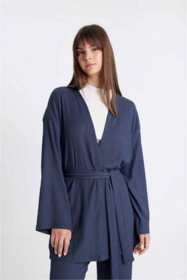 Relax Fit Shawl Collar Wrap Kimono