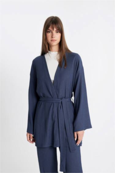 Relax Fit Shawl Collar Wrap Kimono