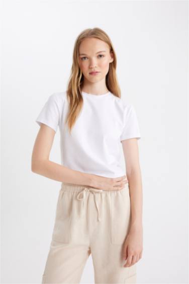 تيشيرت نص كم مضلع سليم فيت