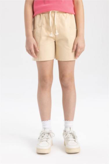 Girl with Pockets and Woven Label Shorts