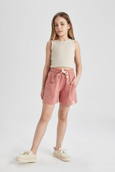 Short avec étiquete tissée avec poches pour Fille