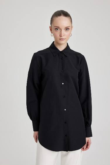 Regular Fit Poplin Shirt Collar Long Sleeve Tunic