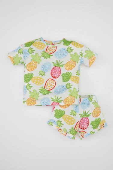 Baby Girl Patterned T-Shirt Shorts 2 Piece Set