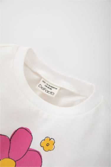 Baby Girl Regular Fit Crew Neck Floral Short Sleeve T-Shirt