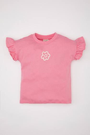 Baby Girl Crew Neck Printed Short Sleeve T-Shirt