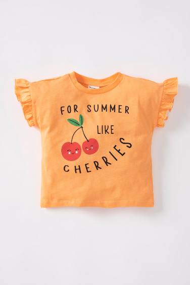 T-Shirt imprimé à Manches Courtes et Col Rond Pour Bébé Fille