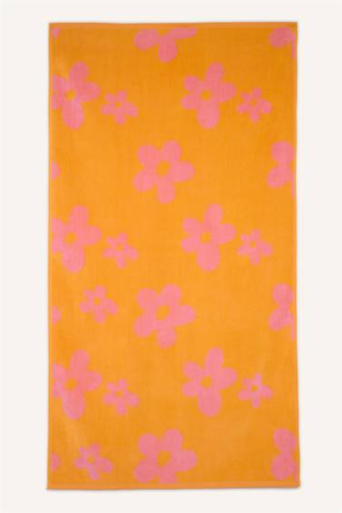 Kadın Çiçek Desenli Pamuklu Plaj Havlusu - Görsel 2