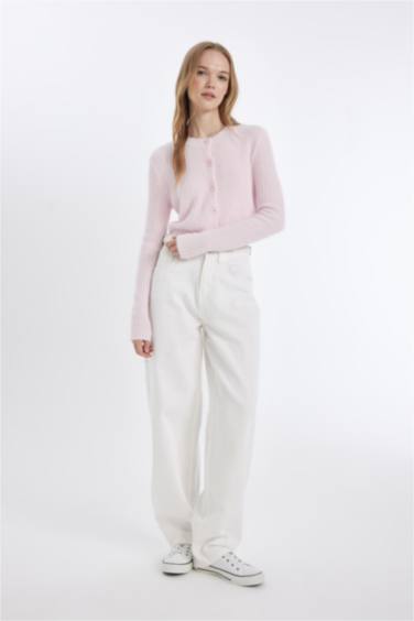 Slim Fit Dar Kesim Bisiklet Yaka Triko Hırka