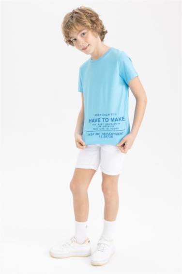 T-Shirt Imprimé à Manches Courtes Col Rond pour Garçon