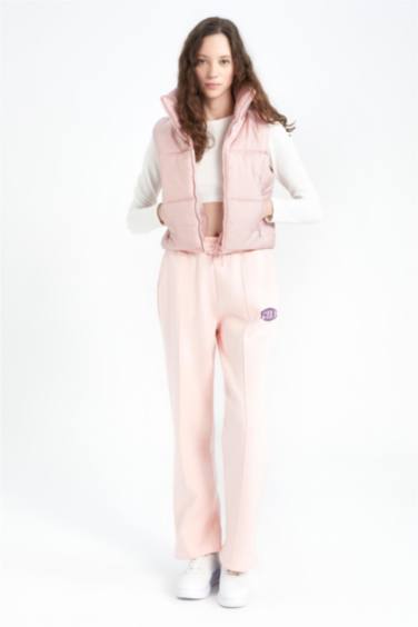 Defacto Fit Standard Fit Slogan Printed Wide Leg Sweatpants