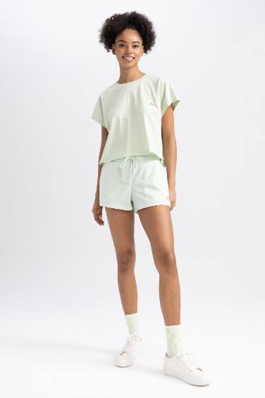 تيشيرت قطن مطبوع واسع برقبة مستديرة