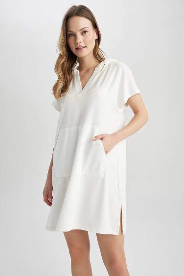 Standard Fit Hooded Short Sleeve Dress